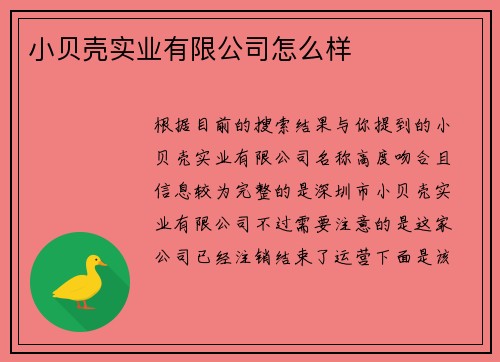 小贝壳实业有限公司怎么样